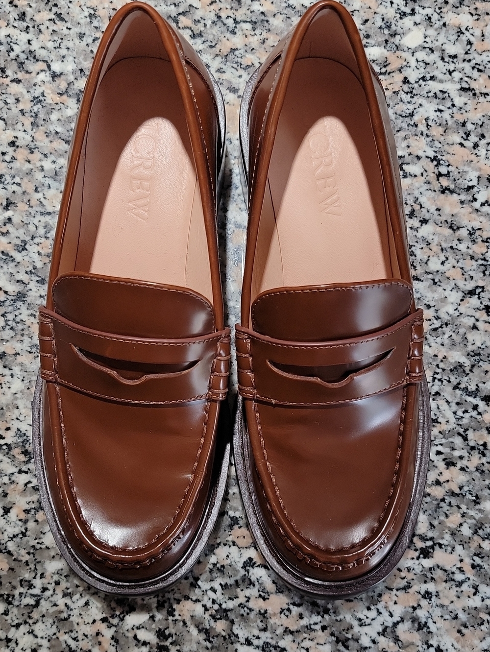 J.Crew Coin Loafers Spazzolato Leather Brown Womens Size 7 - Picture 6 of 6